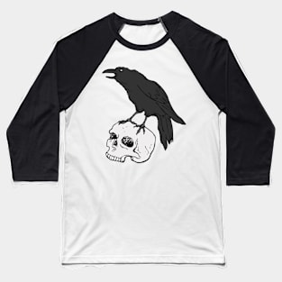 Raven familiar with skull Baseball T-Shirt